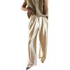 KBOPLEMQ Pantaloni da donna in raso con gamba larga, casual, da ufficio, eleganti, da pigiama, taglie forti, lunghi, comodi da notte, estivi, con vita alta, alla moda, sottili, O Gold, S