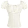KBOPLEMQ Camicetta da donna Dirndl camicia vittoriana rossa/nero corpetto top medievale steampunk a maniche corte crop top vintage corsetto bustier camicetta costume tradizionale Oktoberfest