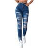 KBOPLEMQ Skinny Jeans da donna a vita alta, slim fit, jeans da donna con vita alta e effetto push-up, a costine strappate, per il tempo libero, sexy, con fori, O blu., M