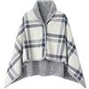 KBOPLEMQ Poncho, invernale, caldo, mantello da donna, in flanella, in pile, antivento, a maglia, oversize, invernale, in morbido spessore, aperto, a quadretti, per ufficio, casa, per donne e ragazze,