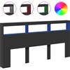 vidaXL Testata LED con ripiani nero 200x17x102 cm
