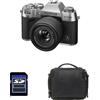 FUJIFILM X-T50 Silver + 15-45 + Borsa + Scheda SD da 8 GB