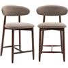 COLAMY Set di 2 sgabelli da bar moderni, con comoda imbottitura in tessuto e struttura in legno, ideali per isole cucina o banconi bar, colore marrone