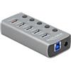 Delock Hub USB-A Delock con 5 porte USB-A, hub da 5 Gbps con switch e illuminazione