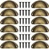 CTRICALVER Maniglie Conchiglia, 12 Pezzi Maniglie Cassetti, Maniglie per mobili vintage, Maniglie Cucina per Cassetti, 82mm * 35mm, con 24 Pezzi Viti, bronzo