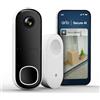 Arlo Essential HD Videocitofono + Campanello Chime, Telecamera WiFi Esterno Senza Fili, Campanello Senza Fili Da Esterno, Citofono Smart, Sensore Movimento, Sirena, Prova Inclusa Arlo Secure, Bianco