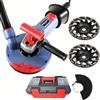FANZTOOL FANZWORK Levigatrice per calcestruzzo/fresatrice per cemento 2100W - Ø180 mm, set completo con 2 platorelli diamantati premium da 180 mm, cuffia di aspirazione e impugnatura a T