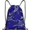 Kfjghhl Manta Ray e Fish Zaino con coulisse Borsa Sport Sackpack Bulk Cinch Gym Bag Donne Uomini Bambini Sport All'aperto, Nero , S, Vacanze