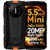 Doogeenext Mini Smartphone Rugged Fire 3 Ultra, 24GB+256GB, 20MP Visione Notturna