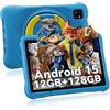 Ausriray Tablet per bambini con Android 15, 12 GB RAM + 128 GB, custodia