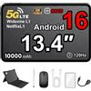 Crelander Tablet da 13,4 pollici, Android 16, con slot per scheda SIM, 4G/5G LTE