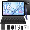 Glosspin Tablet 11 Pollici Android 16 con 36GB RAM+512GB ROM (2TB TF),4G LTE &