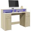 vidaXL Scrivania con cassetto Rovere nero Legno ingegnerizzato LED piedi vidaXL