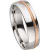 Kolibri Rings Anello Coppia Singolo in Argento 925 con Inserto Oro Rosso - Incisione Inclusa - Design Bicolore
