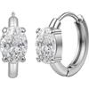 HeyMeili Orecchini Cerchio Donna Acciaio Inossidabile Orecchini con Pietra Ovale Placcati in Oro Bianco Orecchini Piccoli Anallergici Oro Argento Donna