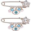 Hztyyier 2Pcs Spilla Spilla Malocchio, Spilla Spilla Blu Evil Eye Passeggino Spilla per Bambino Buona Fortuna Spilla Borsa per Pannolini Spille di Compleanno