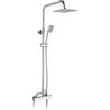 Ibergrif M21807 Colonna Doccia Termostatico, Doccia Soffione Completo, Set Doccia con Soffione e Doccetta, Asta per Doccia Regolabile a Muro, Termostato, Asta Tubo Flessibile, Cromo, Argento