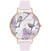Olivia Burton Orologio Analogico al Quarzo da Donna Collezione PRETTY BLOSSOM con Cinturino in Pelle Rosato - OB16PL35