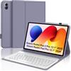 FOGARI Per Xiaomi Redmi Pad 2 Pro 2025/Poco Pad M1 12.1 Pollici Cover Tastiera | Tastiera Bluetooth Rimovibile e Custodia Morbida TPU per Ufficio/Studio/Scrittura, Keyboard Wireless Portatile, Viola