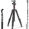 MACTREM 80" Treppiede per fotocamera, treppiede DSLR resistente per i viaggi, treppiede professionale in alluminio con testa a sfera a 360 ° e monopiede con borsa di trasporto