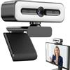 WIYETY Webcam USB 1080P: con sensore e webcam grandangolare a 120° con microfono e protezione privacy, messa a fuoco automatica 1080P Webcam per PC, laptop, desktop riunioni e videochat (nero)