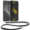 kwmobile Custodia Compatibile con Samsung Galaxy A35 Cover - Back Case in Silicone TPU - Protezione Smartphone con Cordino - giallo/grigio/trasparente