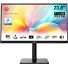 msi Modern MD2412P Monitor da 23.8 - Pannello IPS da 1920 x 1080, 100 Hz, Schermo Eye-Friendly, HDR Ready, Altoparlanti Integrati, Supporto Regolabile a 4 Vie - HDMI 1.4b, USB Tipo-C