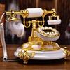 Tikwisdom Quadrante europeo antico pulsante di lusso telefono digitale cablato, telefono di casa, telefono fisso desktop, resina metallica bianco+oro
