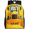 ASD Jewerly Bulldozer personalizzato a tema zaino regalo, nome personalizzato costruzione camion ingegneria veicoli a tema stampa Casual zaino per laptop borsa daypack