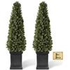 VEVOR Set di 2 Alberi Finti di Bosso da 1219 mm, Pianta Artificiale in PE, Albero Topiario con Vasi Staibili, Forma Piramidale, per Interni ed Esterni, Ingresso, Veranda, Balcone, Patio e Giardino