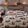 furn. Jolly Santa Set Copripiumino (Multicolore - Singolo) | Reversibile Babbo Natale Natalizio Festivo A Quadri Policotone Biancheria Da Letto Facile Da Curare