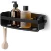 Umbra Flex Ripiano doccia adesivo per il bagno, Nero | Fori drenaggio integrati, compatibile piastrelle cartongesso cemento, non poroso, include 2 ganci, 32,7 x 11,7 x 8,6 cm