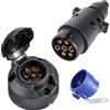 SPARKMOTO Presa Spina 7 Poli Rimorchio,Presa Rimorchio 7Poli E Spina Rimorchio 7Poli con porta spina rimorchio blu,12V Spina E Presa Rimorchio 7 Poli Impermeabile per Rimorchi Auto(cappuccio di gomma)