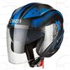 Cruizer Casco Jet Moto Scooter Omologato Doppia Visiera Nero Opaco Grafica Blu (S)