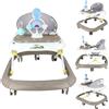 Supfine 2 in 1 Girarrosto bambino Girello Bebe Passeggiata pieghevole, 5 altezze regolabili, da 6 a 18 mesi (67 x 72 x 92 cm, cachi)