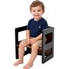 FUNLIO Sedia per lo svezzamento Montessori regolabile in altezza per età 1-3, sedia in legno massiccio di qualità, per mangiare/leggere/giocare, mobili Montessori con certificazione CPC - Nera
