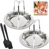 Tkxjry 2 Pezzi Porta Pollo Arrosto, Porta Pollo in Acciaio Inossidabile, Verticale Supporto per Pollo con Drip Pan, Griglia per Pollo Arrosto, con 2 * Pennello per Olio, per Forno Barbecue Grill