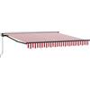 LKJephalotrop Tenda da sole 350 x 250 cm, con braccio snodato, colore rosso e bianco, tenda a mezza cassetta, con manovella e telecomando, tenda parasole retrattile per terrazza, balcone e giardino