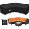 Kipiea Coperture per mobili da giardino a forma di V Impermeabili, Copertura per divano angolare da esterno 420D Tessuto Oxford Antivento, Anti-UV, Resistenti agli Strappi - ( 226x226x85x78/61cm)