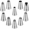 VIVIIHOO Set 10 ugelli Professionali per Tubi Grande, Set per ugelli per Tubi e Accessori per Sacchi in Acciaio Inossidabile per Torte, Torte, Biscotti - Riutilizzabili