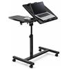 Generico Scrivania Porta PC Portatile Regolabile con Ruote - Tavolino Laptop Inclinabile con Vassoio Laterale, Altezza 59-89 cm, Supporto Notebook per Casa e Ufficio