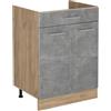 Vicco Mobiletto base cucina R-Line, Calcestruzzo/Rovere dorato 60 cm | 2 Ante · Senza piano di lavoro · Piedini regolabili in altezza · 1 Ripiano · ✓ Liberamente combinabile