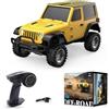 Funwetrike RC Rock Crawler, scala 1/36 4x4 RC Truck Off Road Car, 2.4G 4WD Full Proporzionale All Terrain Climbing Off-Road Vehicle con luci LED realistiche, lunga durata della batteria (RTR/giallo)