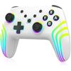 MYSTILUCK Controller Wireless Pro per Switch/Switch 2/Lite/OLED/PC, Controllore con illuminazione RGB 7 Colori Cambiabili/Trigger Effect Hall/Vibrazione Duale,Design Ergonomico Joystick Preciso,Bianco