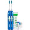 emmi-dent Metallic Spazzolino Elettrico a Ultrasuoni (Kit Family Blu) I Pulizia dei Denti Ottimale Senza Sfregare I Durata della Batteria Fino a 12 Giorni