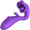 Future of your pleasure Sensual Fops Lecca & Succhia Vibratore Viola - Stimolatore 3-in-1 per clitoride e punto G con 10 modalità di leccata + 10 di suzione + 10 di vibrazione, giocattolo sessuale in silicone per donne M127-1
