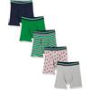 Amazon Essentials Boxer Aderenti in Cotone Traspirante, Senza Etichette Uomo, Confezione da 5, Ghiacciolo/Grigio Puntinato/Pois/Righe/Verde, L