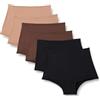 Amazon Essentials Culotte a Vita Alta in Microfibra Effetto Pesca Donna, Pacco da 6, Bronzo Lavato/Nero/Nocciola, 44