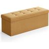 SONGMICS MAZIE Collezione - Cassapanca, Pouf Contenitore, Poggiapiedi Pieghevole da 38 x 110 x 38 cm, Ottomano, Portante 300 kg, per Soggiorno, Camera da Letto, Entrata, Giallo Zenzero LSF077K04