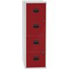 Bisley Home PFA - Armadietto con 4 cassetti, in Metallo, 506, Colore: Grigio Chiaro, Frontali Rosso cardino, 40 x 41,3 x 132.1 cm